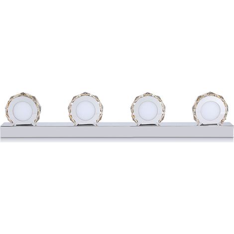 Luminaire mural moderne 4 LED blanc chaud, miroir cristal, lampe déco salle de bain toilettes (1/5)