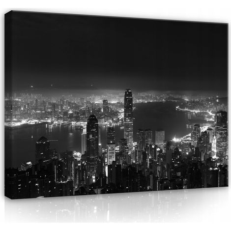 Peinture ville de nuit grand format sur toile Murale 120x80 (1/3)