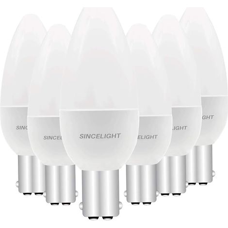 Ampoule LED en forme de bougie B35 et culot BA15D, IRC (RA≈85), Diffuseur laiteux, 5W, Blanc Chaud (2700K), 500lm, Lot de 6 (1/5)