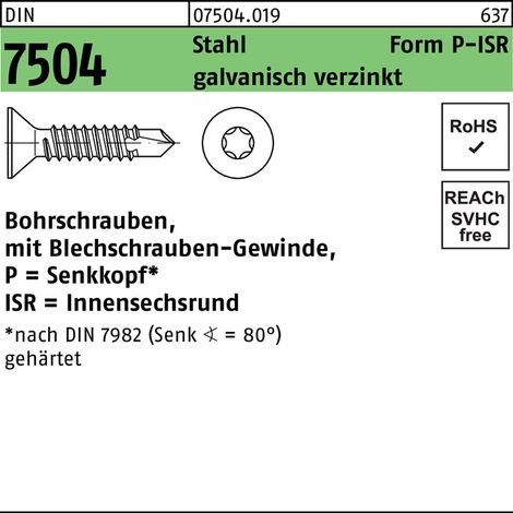Vis autoforeuse DIN 7504 SEKO ISR P 6,3x38-T30 acier galv.zingué 250p.