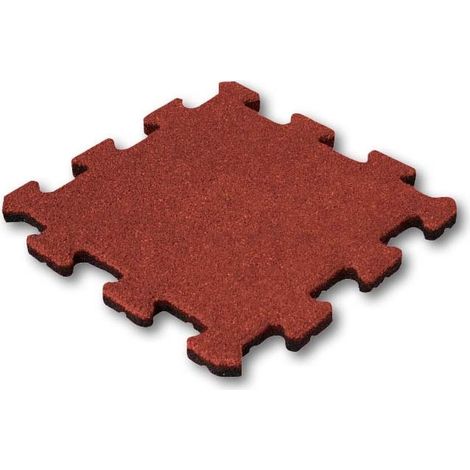 Baldosa de caucho 50 mm - Puzzle 50x50 cm - Rojo - Pieza central