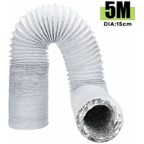 BUNTHAUS Tuyau flexible d'échappement 15cm x 5M – PVC et aluminium – Résistant à la corrosion et à la chaleur – Pour ventilation industrielle (1/3)