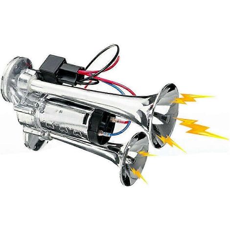 Klaxon pneumatique électrique double ultra-puissant 12 V 600 dB pour voitures, camions et bateaux - Kit klaxon avec électrovanne et pompe (1/5)