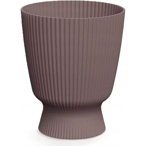 Vaso da fiori rotondo in plastica con coperchio scanalato, Marsala, 22 cm, Milly