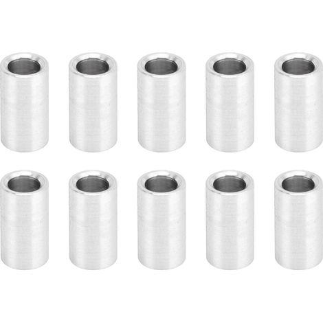 Lot de 10 entretoises rondes non filetées en alliage d'aluminium, diamètre extérieur 6 mm, longueur 10 mm