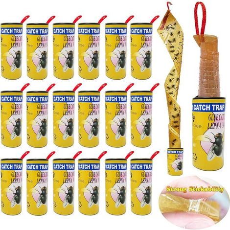 16 pièces de papier anti-mouches, pièges à mouches d'intérieur pour usage domestique, attrape-mouches d'intérieur (1/5)