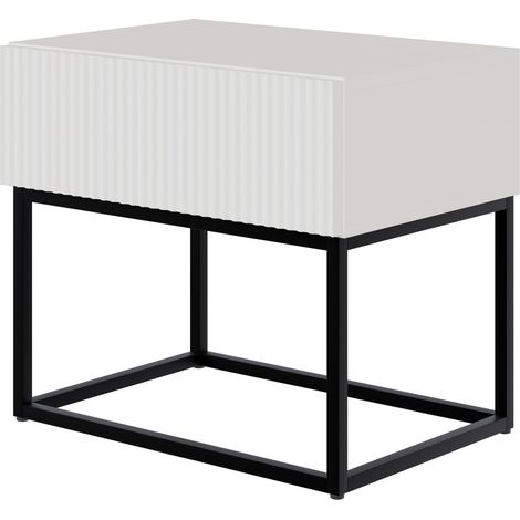 Selsey Comodino tavolino comodino con cassetto grigio beige gambe nere Veldio (1/5)
