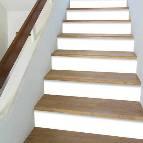 Contremarche escalier Autocollant Stickers carrelage imperméable Motif Auto-Adheisve, contre marche pour escalier Amovible Peler et coller Décoration intérieure (blanc, 100cmX18cm-14Pcs) (1/5)