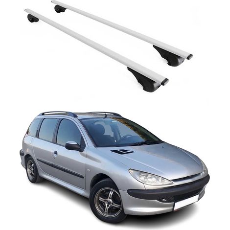 OMAC Dachträger Querträger für Peugeot 206 Kombi 2001-2009 – Abschließbar – Max. 75 kg – 2 Stangen Stahl Silber (1/5)