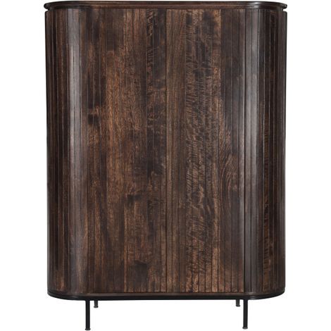 MENTON-Buffet Haut 2 portes en bois de Manguier massif Noyer (1/5)
