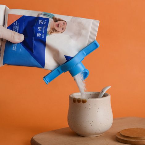 Pinces de fermeture pour sacs alimentaires aléatoires, rayures avec buse de décharge, outils pour sacs d'assaisonnement (1/5)