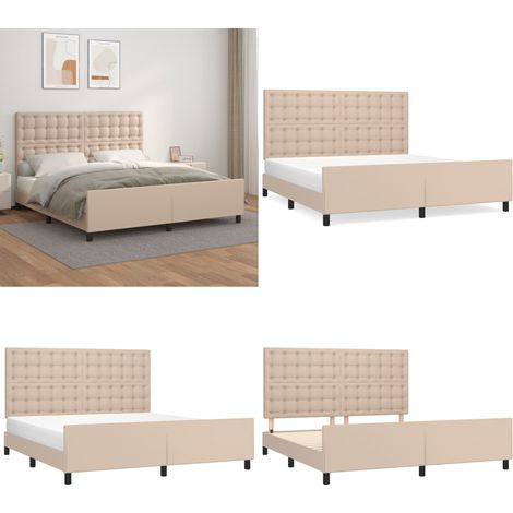 Estructura de cama cabecero cuero sintético capuchino 180x200cm - Cabecero de cama - Estructura de cama