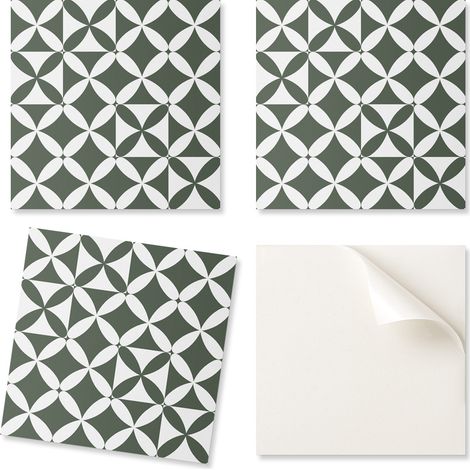 Paquete de baldosas de vinilo con estampado geom茅trico de tablero de ajedrez para cocina y sal贸n, 20x20x20 cm.