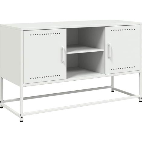 Mobile TV multimediale scaffale per televisione televisione buffet sala da pranzo soggiorno camera da letto 100,5 x 39 x 60,5 cm acciaio bianco 020025549