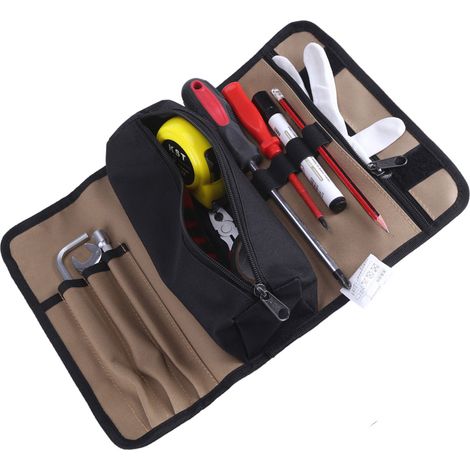 Sac de rangement enroulable pour outils d'électricien, en toile résistante et imperméable, 36 x 25 cm (1/5)