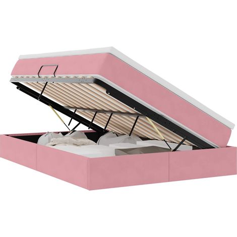 Maison Exclusive - Letto con contenitore e materasso Rosa 140 x 190 cm Velluto
