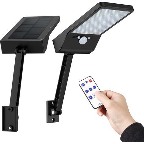 Lampada solare da esterno, luce LED con sensore di movimento, impermeabile IP65, luce bianca fredda – con telecomando (2 pezzi) (1/5)