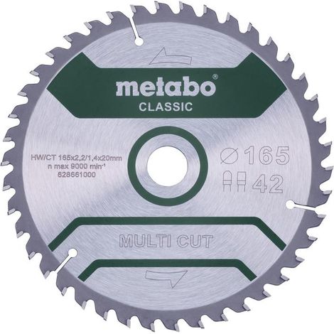Metabo MULTI CUT CLASSIC 628661000 Lama circolare 165 x 20 x 1.4 mm Numero di denti: 42 1 pz.