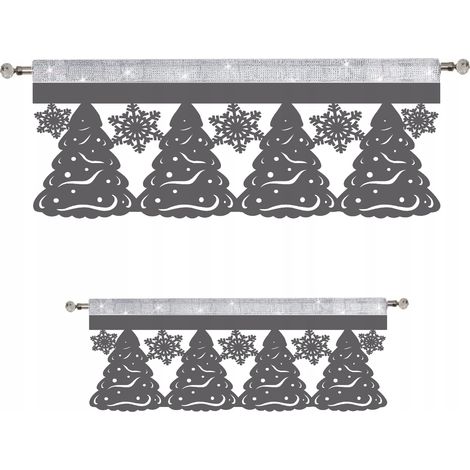 SET: Mantovana per tenda, alberi di Natale, fiocchi di neve, GLAMOUR, 90x38, 60x35