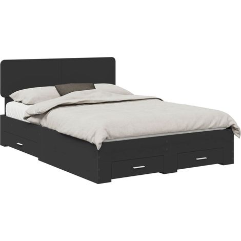 Maison Exclusive - Cadre de lit avec tiroir Noir 140 x 190 cm Bois d'ingénierie