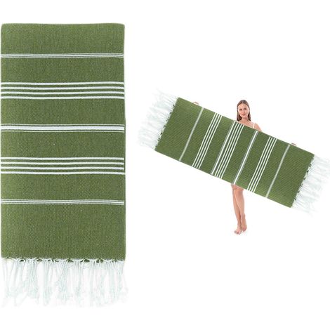 1 serviette de plage turque, 90 x 180 cm, 100 % coton, anti-sable, séchage rapide, polyvalente pour voyage, yoga et pique-nique (1/5)