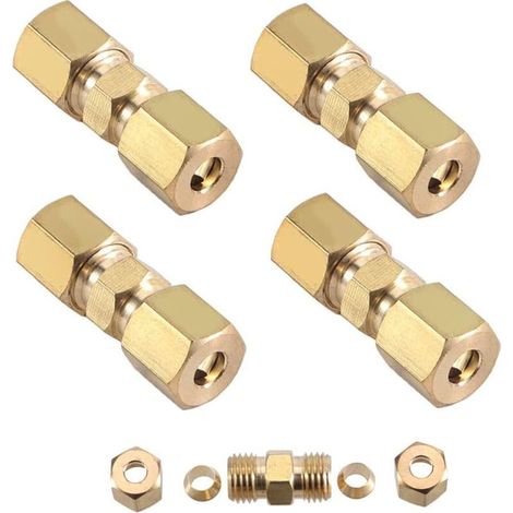 Lot de 4 raccords frein 4,75mm Cuivre galvanisé Double bague coupe Universel Compatible Audi BMW Ford Mercedes