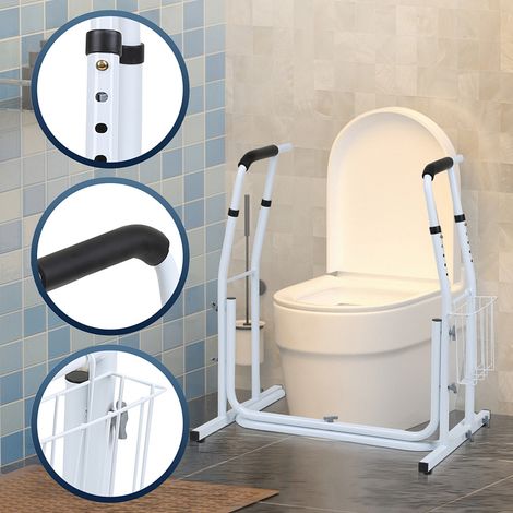 Randaco Klappgriff Wandstützgriff Dusche Toilettengriff Stehhilfe WC Stützklappgriff 60cm Stützgriff Weiß