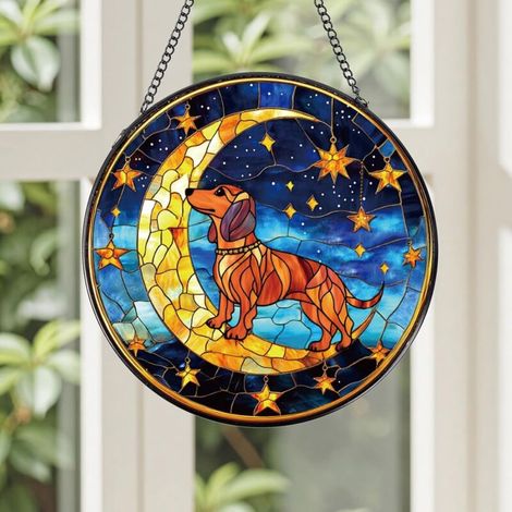 Suspension vitrail attrape-soleil décoratif, décoration murale élégante, cadeau parfait pour Noël crémaillère, diamètre : 12.5 cm (1/4)