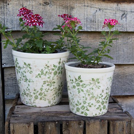 Pot de fleurs d'intérieur vert beige céramique 14x13cm