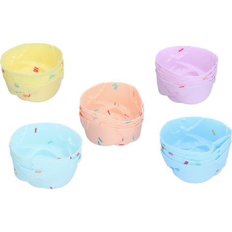 20 pièces Moules à muffins en silicone, Moules à cupcakes pour pâtisserie, Set de moules à gelée et pudding en forme de rose (1/5)