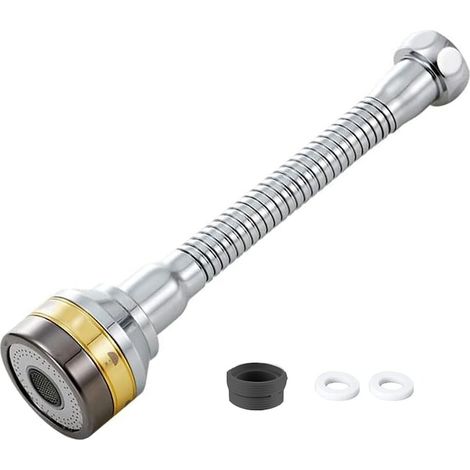 Adaptateur flexible universel, Axroad Mall, 150 mm, 3 jets d'eau, rotation à 360°, installation facile, pour robinet de cuisine ou de salle de bain, acier inoxydable et ABS, argent/or (1/5)