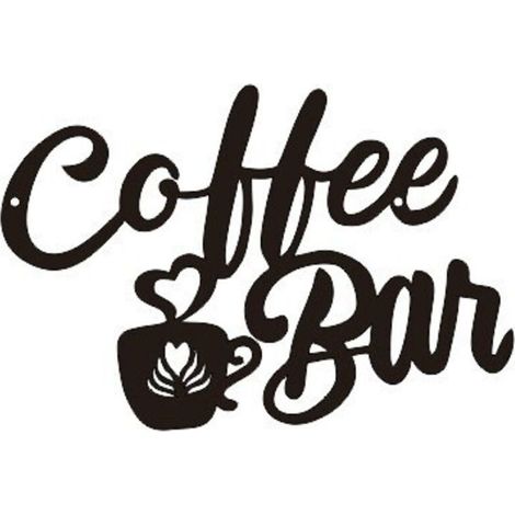 Panneau de café en métal noir - Décoration murale à suspendre avec tasse à café - 35 cm - Décoration de cuisine pour maison, station de café, magasin (1/3)