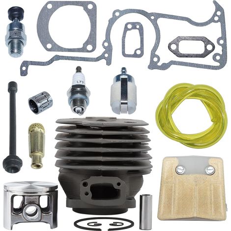 Kit de joints de piston et cylindre 52 mm pour Husqvarna 266 162 266SE pour tronçonneuse grand alésage, cylindre 52 mm, piston, axe, segment de piston, circlip, roulement à aiguilles de piston (15x12x (1/5)