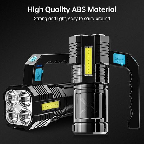 Lampe torche LED portable rechargeable et puissante de 1200 lumens avec poignée, idéale pour les activités de plein air. (1/5)