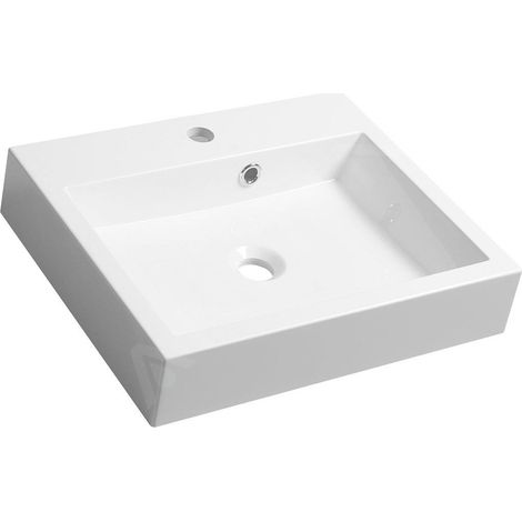 Sapho Orinoko - Lavabo 500x420 mm, marbre coulé, blanc OR050 (1/5)