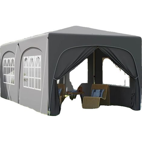 Tienda de campaña plegable, tejido Oxford UPF50+, 597 cm de largo x 300 cm de ancho x 270 cm de alto, apta para 12-18 personas, 98 % de protección UV, altura ajustable. (1/5)