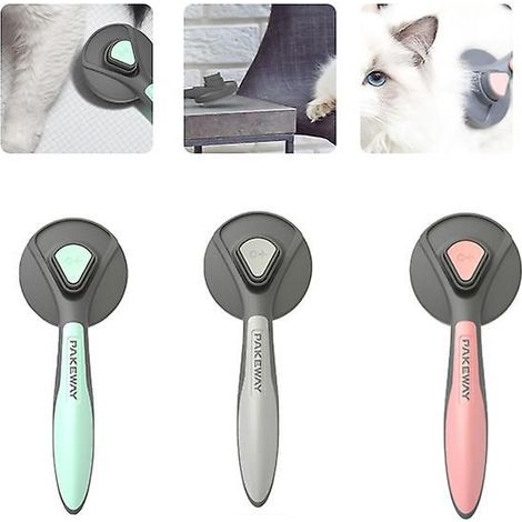 Peigne autonettoyant pour animaux de compagnie avec dents à poils ronds pour chiens et chats, brosse de massage et d'élimination des poils pour animaux à fourrure-AquaForge (1/3)