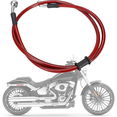 Durite frein hydraulique moto Tuyau d'huile de frein en acier inoxydable 28 degrés M10 500-2000mm Universel pour Pit Dirt Bike Motocross Street Bike ATV (Rouge, 700mm) (1/5)