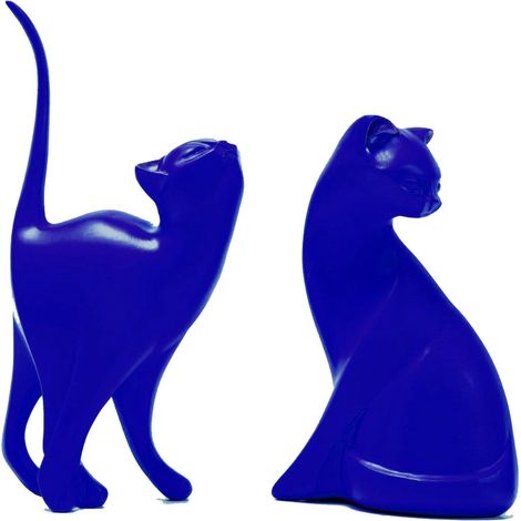 Statue Décoration Intérieure Chaton Abstrait en Résine, Sculpture Animale Moderne, Ornements Chats Amoureux, Cadeau Bleu (1/5)