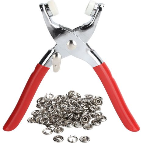 Kit de Presse à Rivets en Acier Inoxydable avec Pinces pour Boutons Pressions - Outil de Couture et Bricolage (1/5)