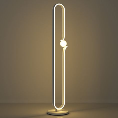 LED Floor Lamp, Dimmable Floor Standing Lamp with Glass Night Light, Foot Switch for Living Room, Bedroom, Office, White (1/5)