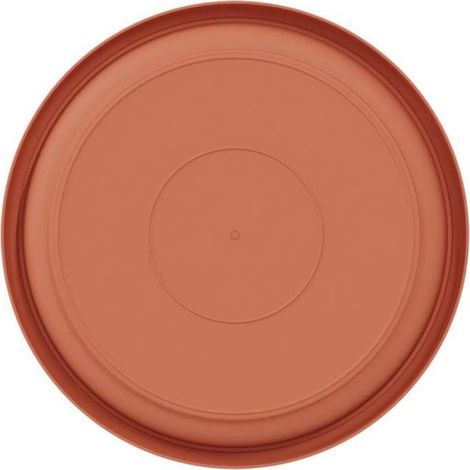 Plateau À Fleurs Rond - Plastique - 21,5 cm Ø x 2,5 cm Épaisseur - Rouge Brique - Intérieur Extérieur - 24 Pièces (1/5)