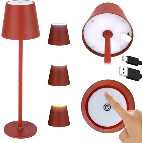 LED-Tischleuchte 38,5 cm, kabellos, 3 Modi, Touch-Nachtlicht, USB-C