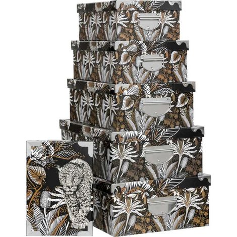 Lot de 6 Boîtes Déco "Panthères" 48cm Multicolore (1/2)