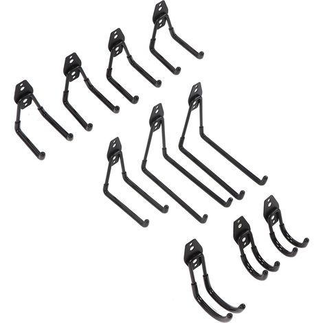 Crochets muraux doubles en métal pour outils électriques, rangement utilitaire, type U et J, fixation murale (1/5)