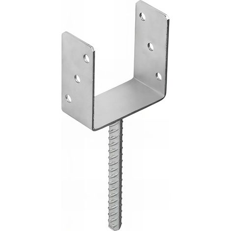 Pied de poteau lourd en U zingué à ancrer - 141 x 120 x 4 mm (1/5)