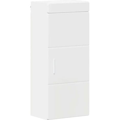 Mobiletto da bagno moderno a parete con vano contenitore 37 x 24,5 x 86 cm legno composito bianco 020052646