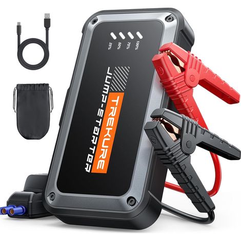 Booster Batterie Voiture 10000A, 12V Démarreur Batterie Voiture (Jusqu’à 9.0L Essence & 8.5L Diesel), Booster Batterie Moto Portable, Pince Intelligente avec Affichage, Lumière LED à 4 Modes (1/5)