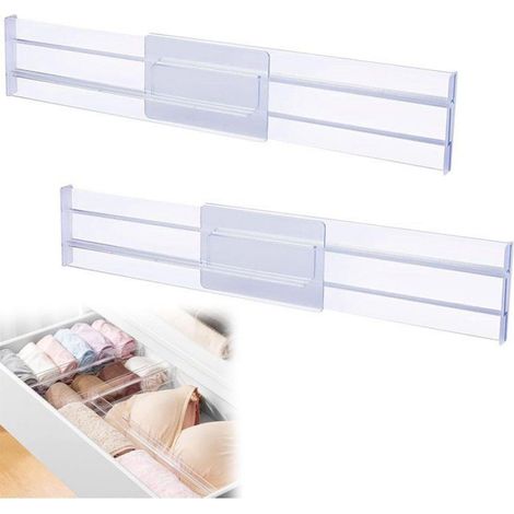 Séparateur de tiroir Extensible 27 à 52 cm Largeur 8 cm Pour tiroirs de commode armoire bureau Lot de 2 pièces (1/4)