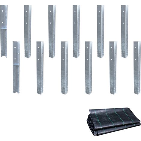 Wickey Ancrage au sol ancrage poteau SolidLock - set de ancrages pour aire de jeux & portique balançoire avec toile anti-mauvaises herbes, ancrages en profilé pour cabane enfant & palissade - 12 - piè